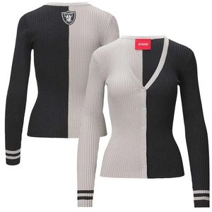 Las Vegas Raiders STAUD Women's Cargo Sweater - Silver/Black
